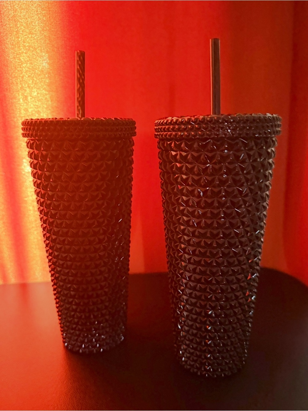 Studded Textured Reusable Tumbler with Lid and Straw - Black (2)